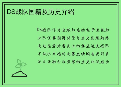 DS战队国籍及历史介绍